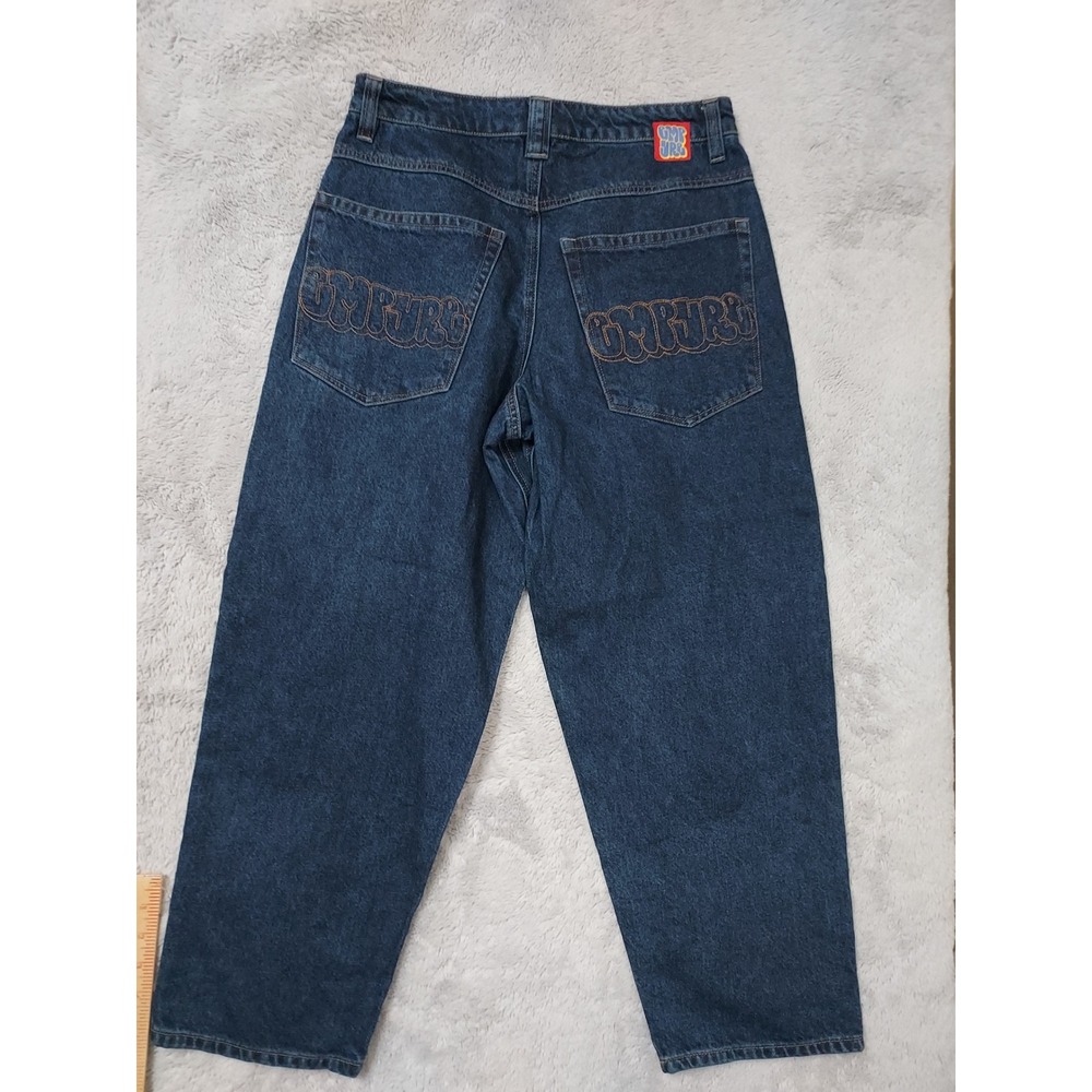 Empyre Jeans Mens 28 30x27 Skater Baggy Denim Dark Wash Embroidered Drawstring